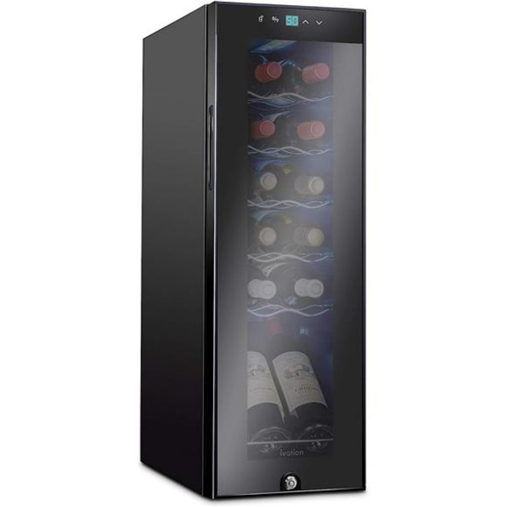 12 Bottle Compressor Wine Cooler Refrigerator w/Lock | Large